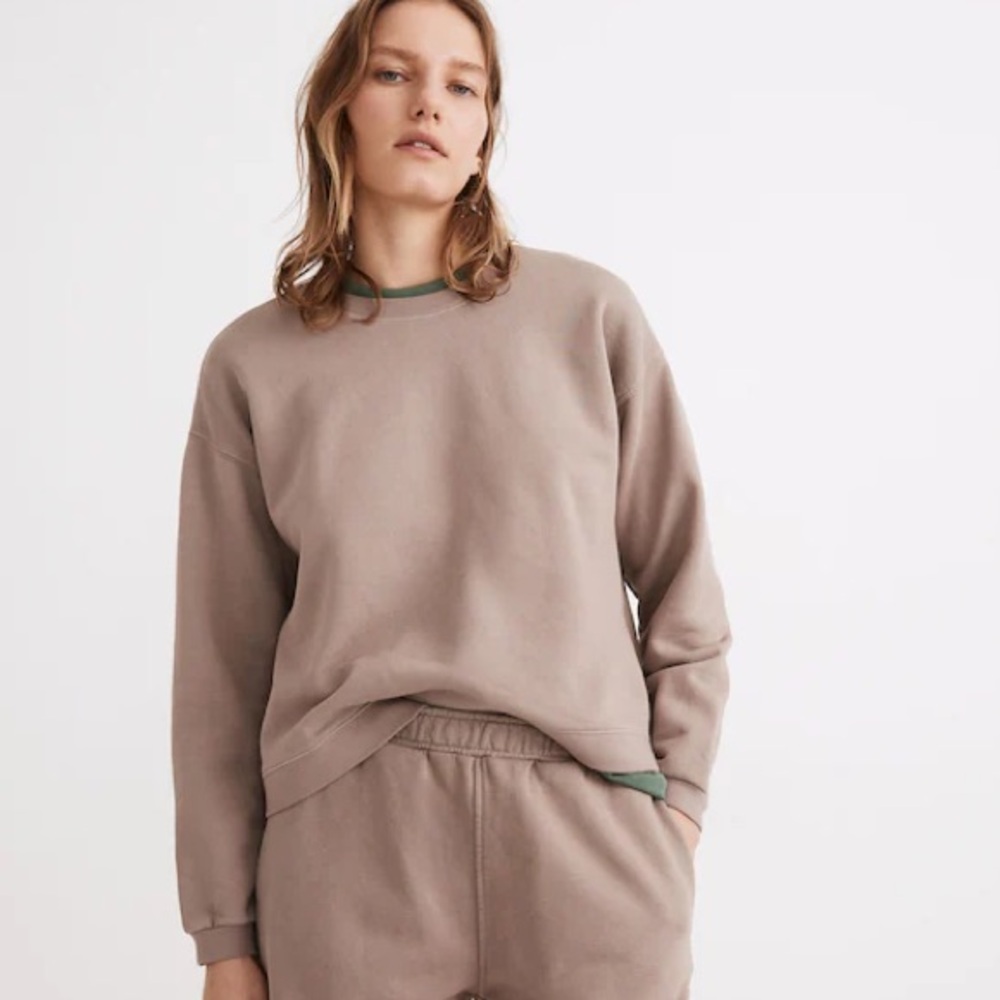 Madewell Re)sourced Cotton Swing Sweatshirt Telluride stone taupe SZ‎ S READ!
